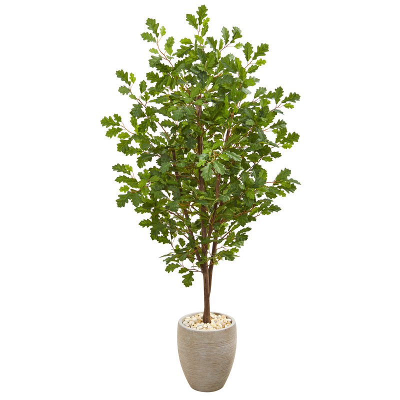 Chêne artificiel en pot, Sable, H 69 po x l 32 po x P 32 po