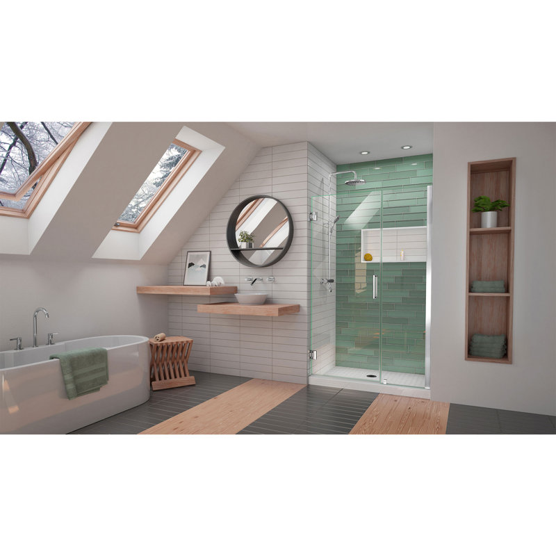 DreamLine Unidoor-LS 48-49 inch W x 72 inch H Frameless Hinged Shower Door in Chrome, Chrome, 49"