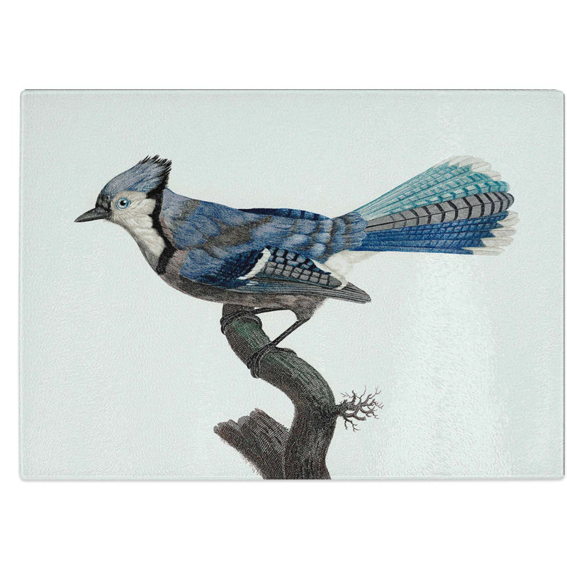 Tempered Glass Jay Bird Chopping Board, 28.5 cm W x 20 cm L