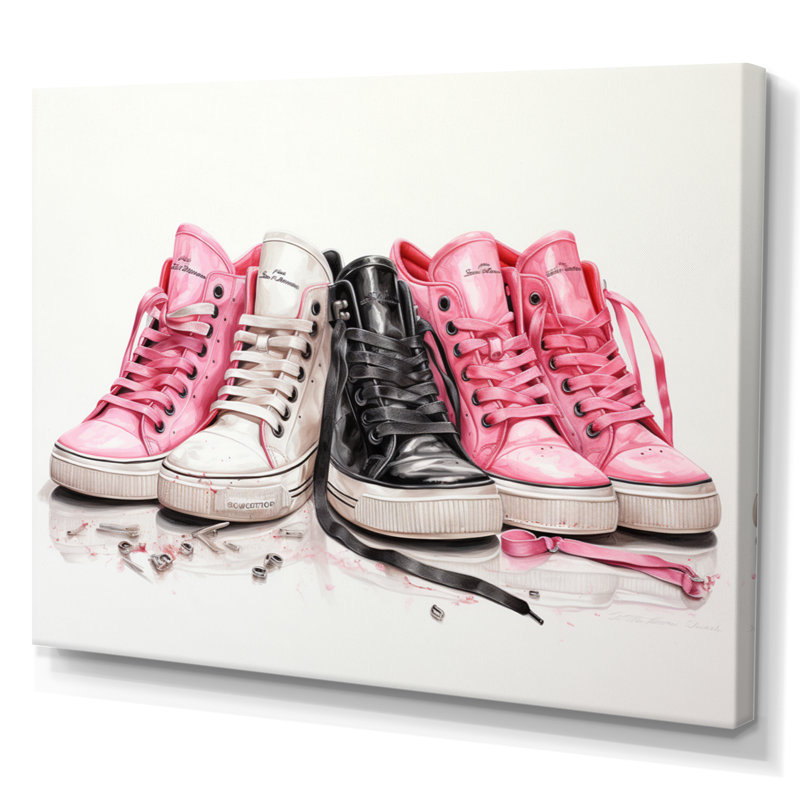 " Fashion Pink Sneakers Obsession II ", Toile tendue, H 34 po x l 44 po x P 1,5 po