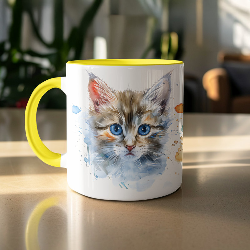 Ceramic Coffee Mug, 2, Yellow