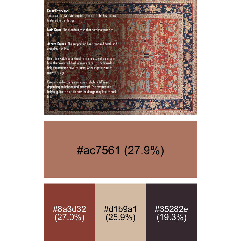 Tapis brun à motif oriental, Rectangle 5 pi x 7 pi
