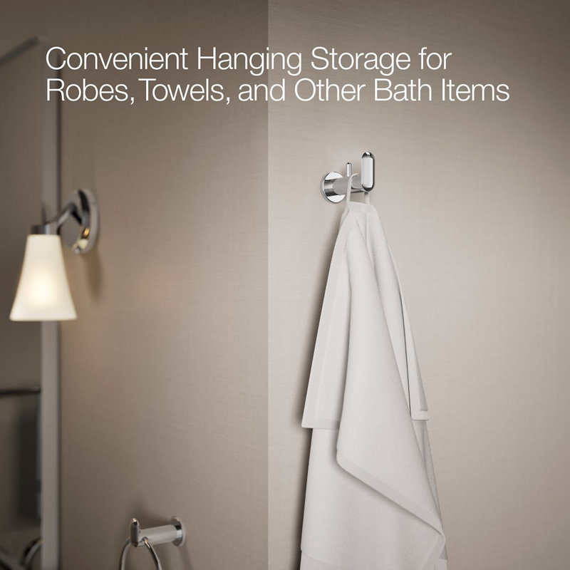 Kumin Wall Mounted Robe Hook, Polished Chrome