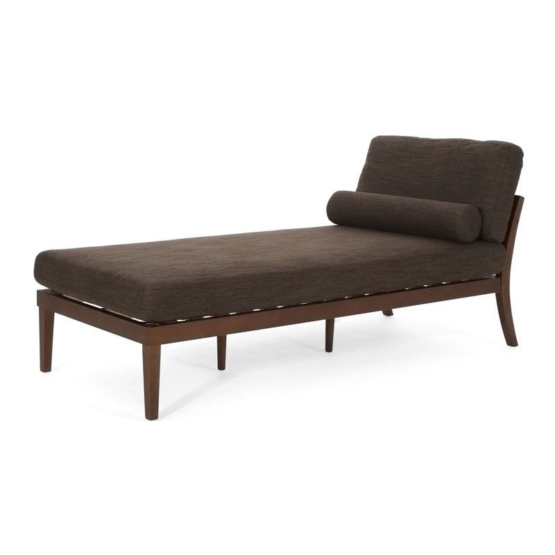 Chaise longue en tissu Sarom avec traversin, Tissu brun