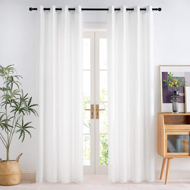 Non-See-Through Privacy Sheer Curtains 2 Panels, 52" Wide Grommet Window Curtains Drapes for Living Room Bedroom- Home Decoration Light Filtering Elegant Window Drapes