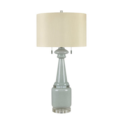 35" Glass Table Lamp With Cream Shade