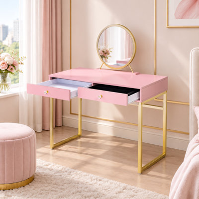 Coiffeuse avec miroir et plateau à bijoux