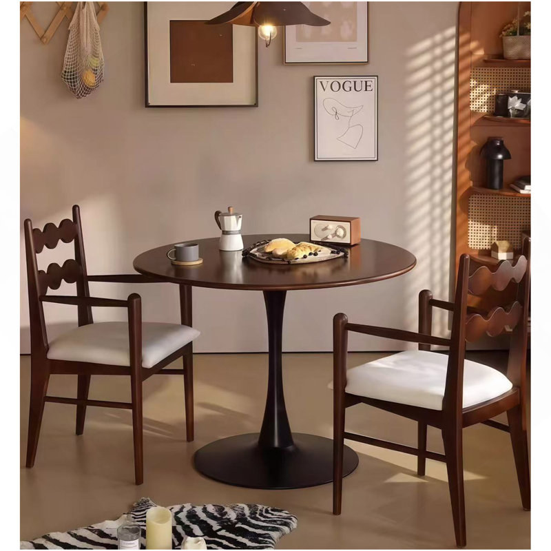 (Couleur noyer), table de salle à manger moderne de 31,5 po, table de salle à manger, plateau en panneau de fibres à densité moyenne et base tulipe en acier, table de cuisine, table basse de style Mid-Century pour le salon, table de salle à manger ovale (Noël)