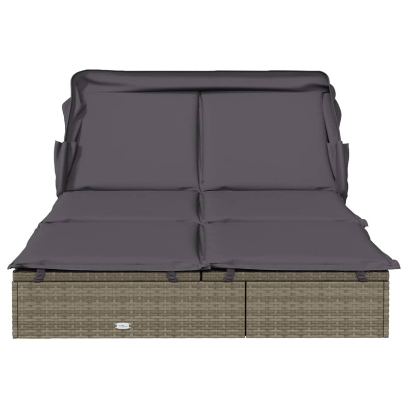 Lit de bronzage pour 2 personnes avec toit pliable en polyester 83,9 po x 46,5 po x 38,2 po Latitude Run®, Gris, Gris