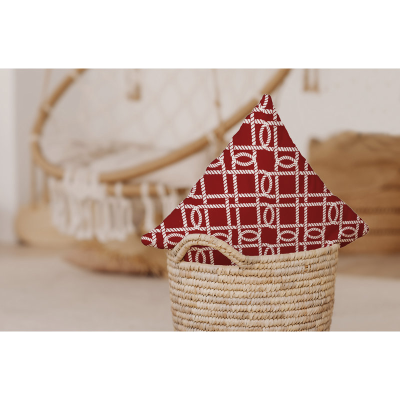 Nautical Nights Geometric Outdoor Reversible Throw Pillow, 18"x18", Red