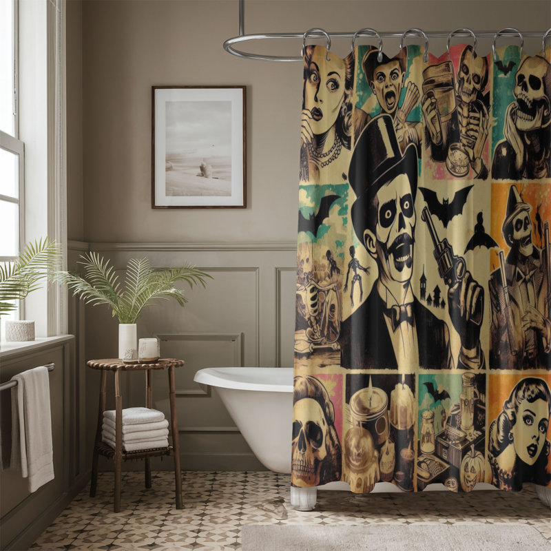Rideau de douche standard 1 pièce Horror Pop, H 74 po x l 71 po