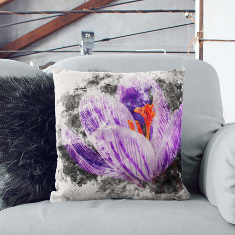 Crocus Flower Cushion with Filling, 55cm H x 55cm W x 20cm D