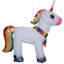 Licorne de Noël gonflable avec un foulard arc-en-ciel et des accents irisés