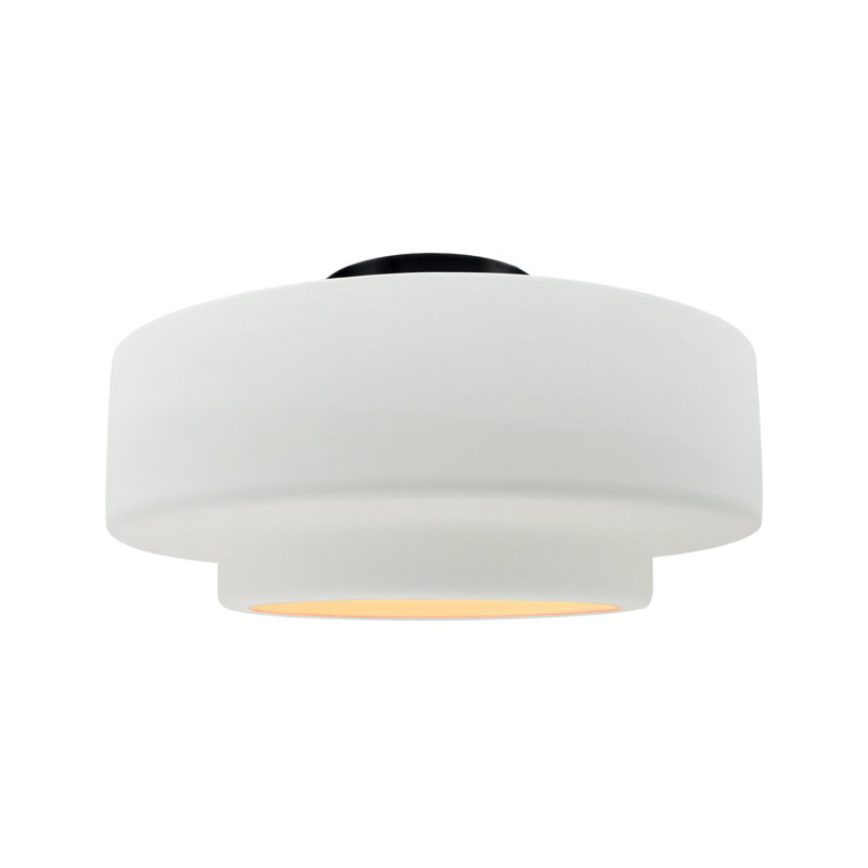 Radiance Ceramic Semi Flush Mount - Replaceable Bulb, 8" H x 16.5" W x 16.5" D, Gloss White, Matte Black