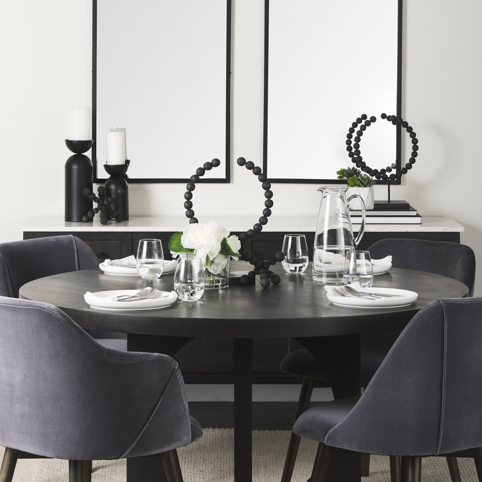 54'' Round Dining Table, Black
