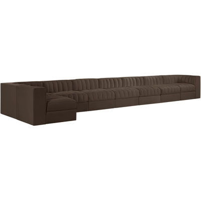 Demars Velvet Performance Fabric Upholstered 8Pc. Modular Sectional