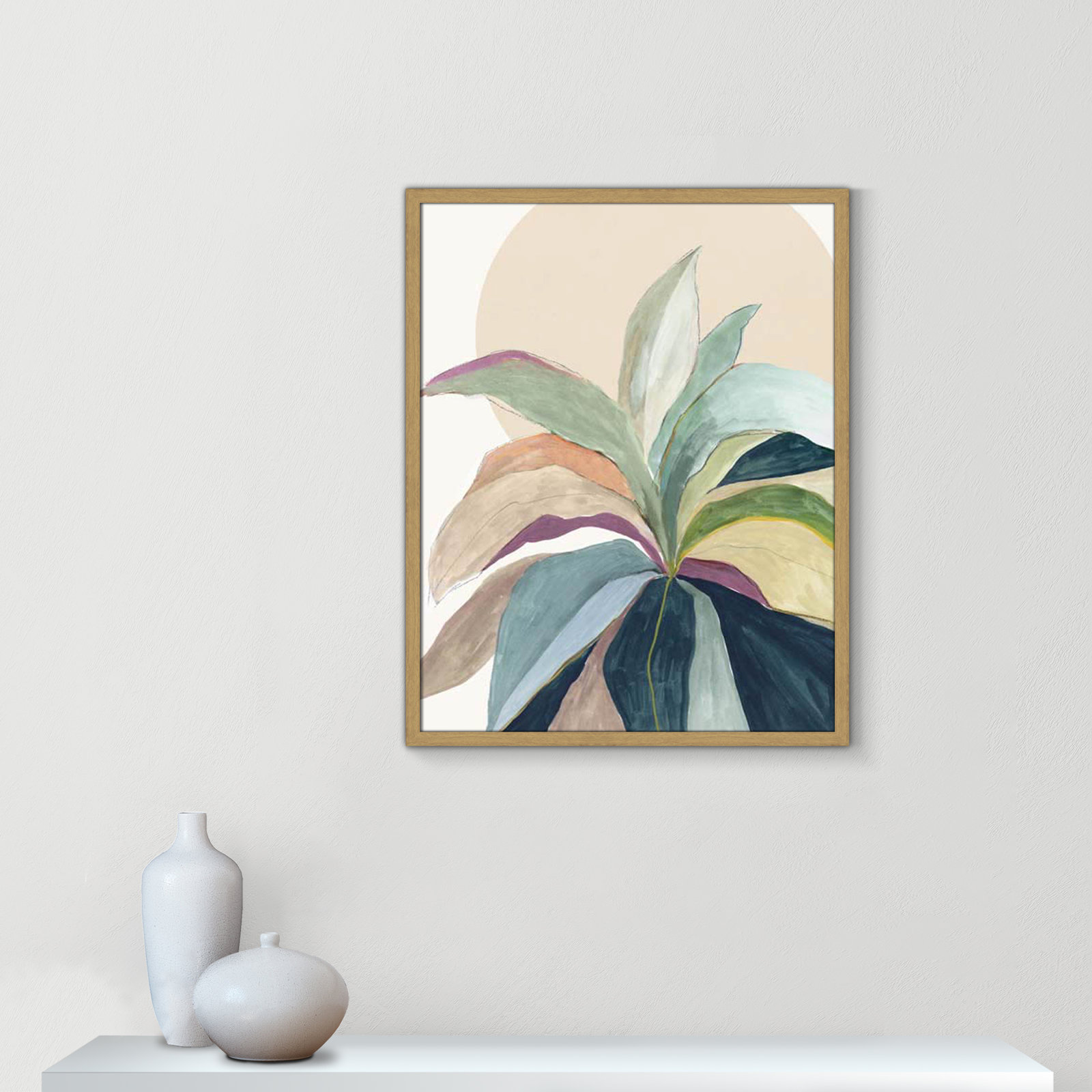Sunny Bright Leaves II by Asia Jensen, Natural Slim Unmatted Picture Framed, 29.5" H x 23.5" W x 0.75" D