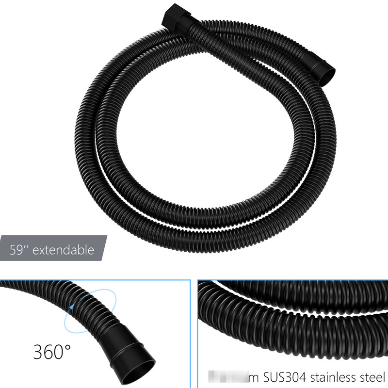 Système de douche noir mat avec tête carrée de 12 pouces - fixation murale, barre coulissante réglable et valve à jet facile à nettoyer, double