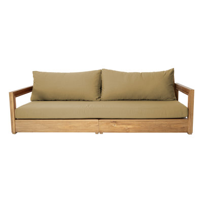 Crelake 107'' Wide Rectangular Teak Patio Sofa with Sunbrella® Cushions