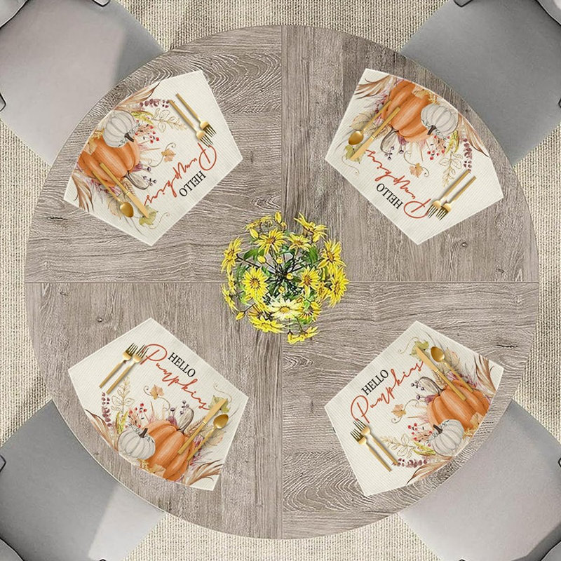 Ensemble de 4 napperons en forme de coin Hello Pumpkin Wildflower