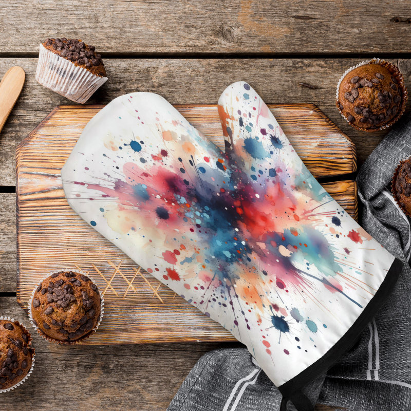 Bold Brush Splashes Oven Mitt Cotton Twill