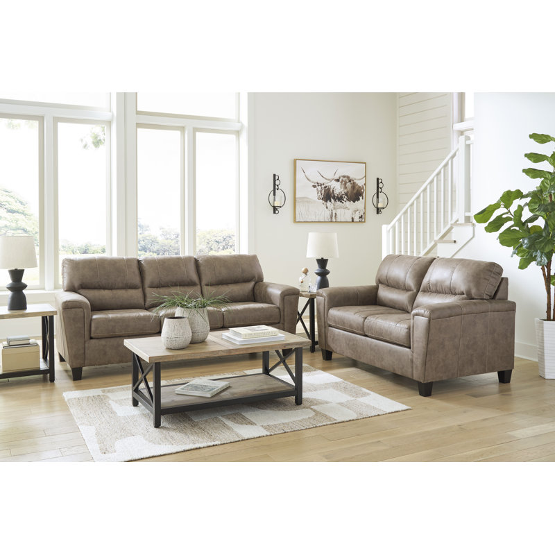 Canapé, causeuse et fauteuil inclinable Navi, Brun