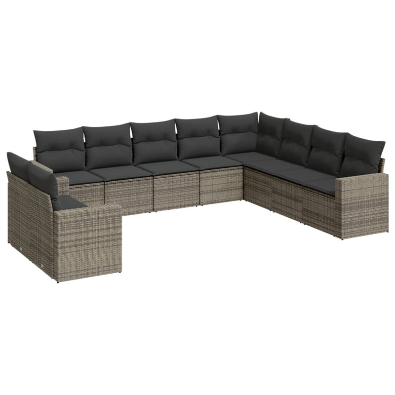 Vidaxl Garden Sofa Set PE Rattan, Powder-Coated Steel Large Modular