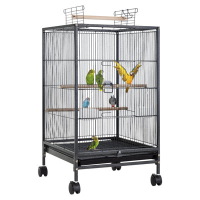 Anandaraja 35'' Iron Flat Top Floor Bird Cage with Wheels