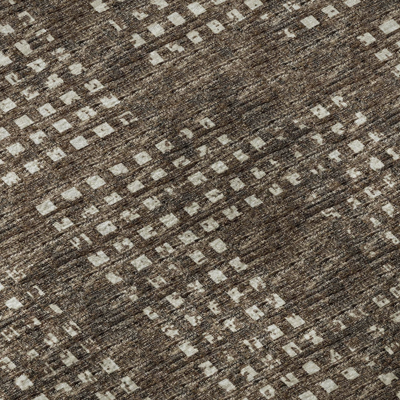 Premium Machine Washable Mayfield AMF33 Geometric Rug, 5' x 7'6", Brown