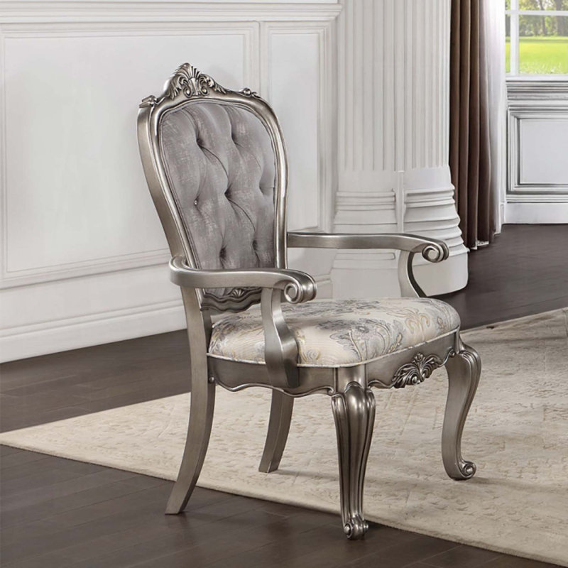 Chaise avec accoudoirs en velours capitonné Hristina