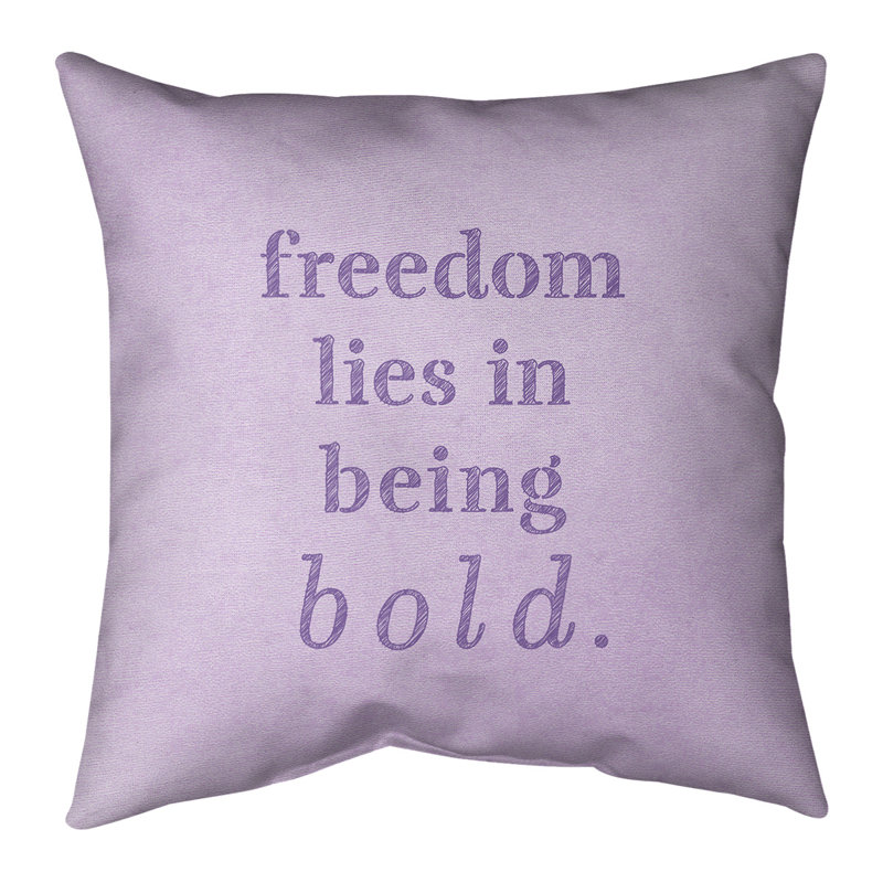 Housse de coussin en lin Handwritten Be Bold, 18 po x 18 po, Mauve