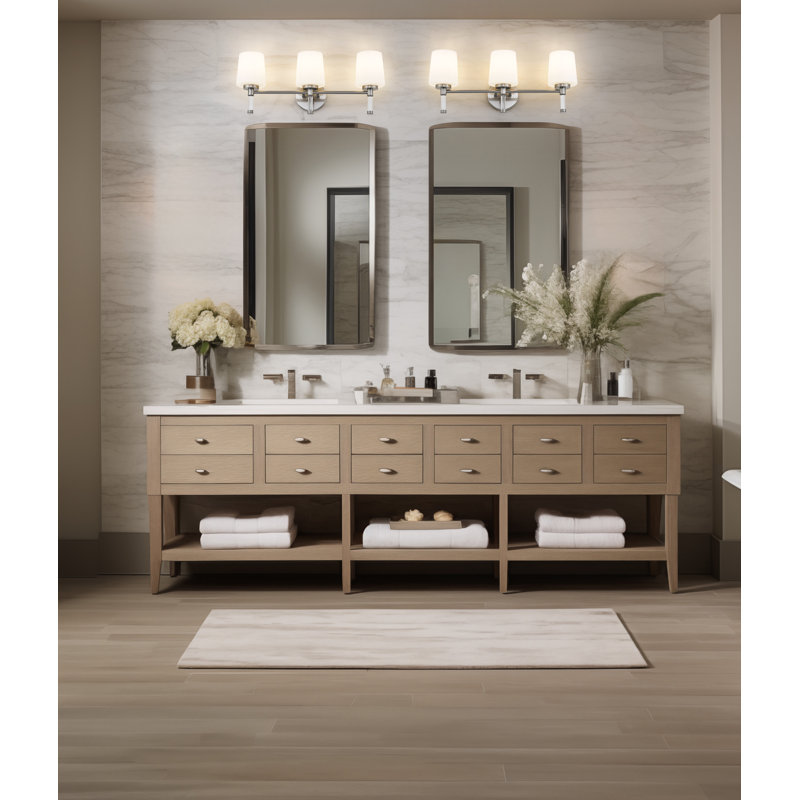Meuble-lavabo 3 lumières Kinzie, Nickel brossé