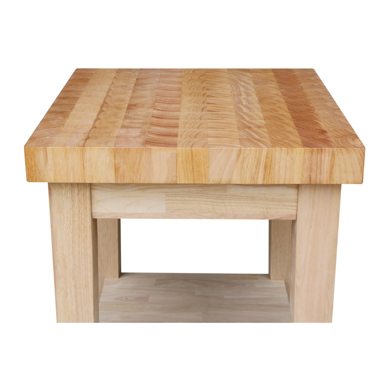 Cuthbert Kitchen Cart with Butcher Block Top, Unfinished