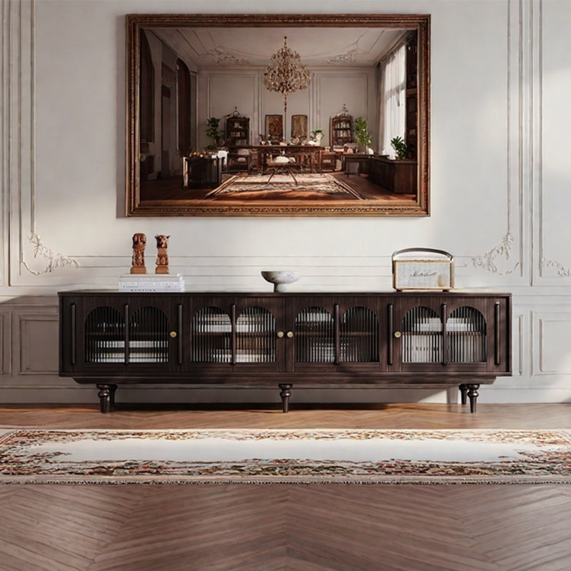 American style retro furniture TV cabinet, 86.61"