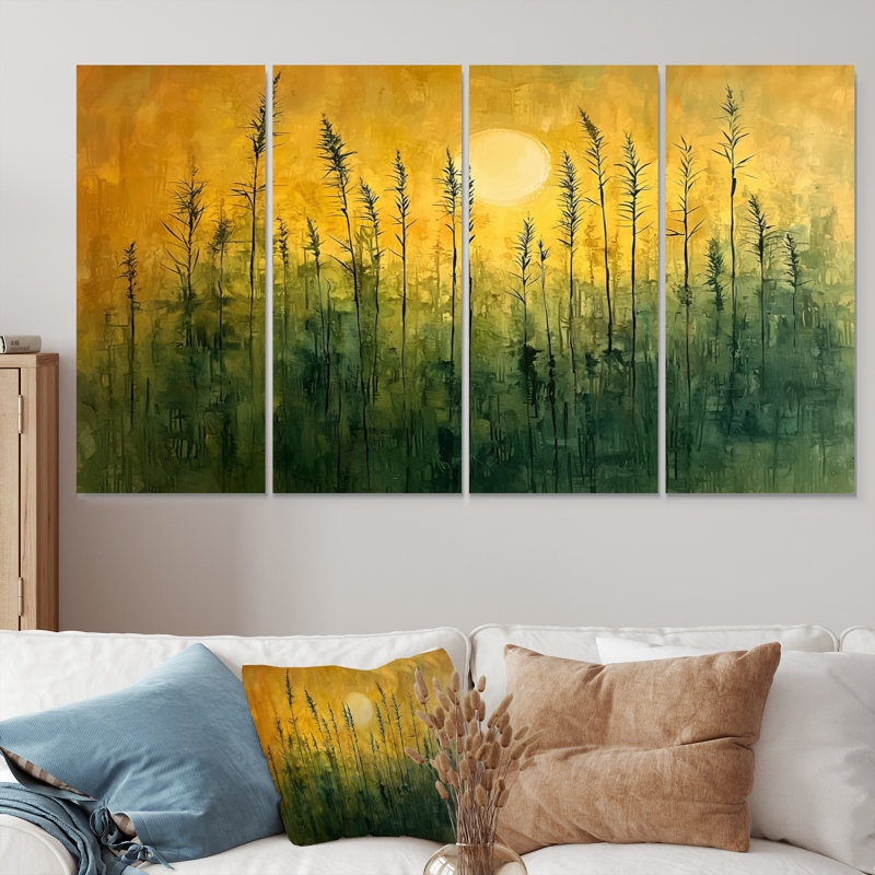 Maineville - bambou, art mural - ensemble d'art mural traditionnel, 4, H 28 po x l 48 po