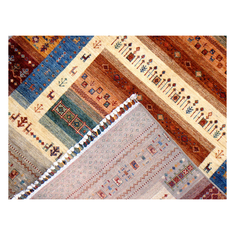 Afghan Hand Woven Wool Area Rug, Rectangle 4'8" x 6'6"