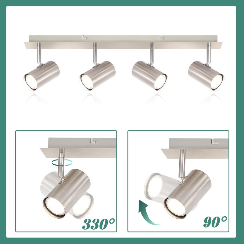 Ceiling spotlight living room ceiling light - ceiling lamp GU10 nickel metal hallway lamp modern ceiling spot swiveling 330° kitchen lamp for living room kitchen bedroom no light source