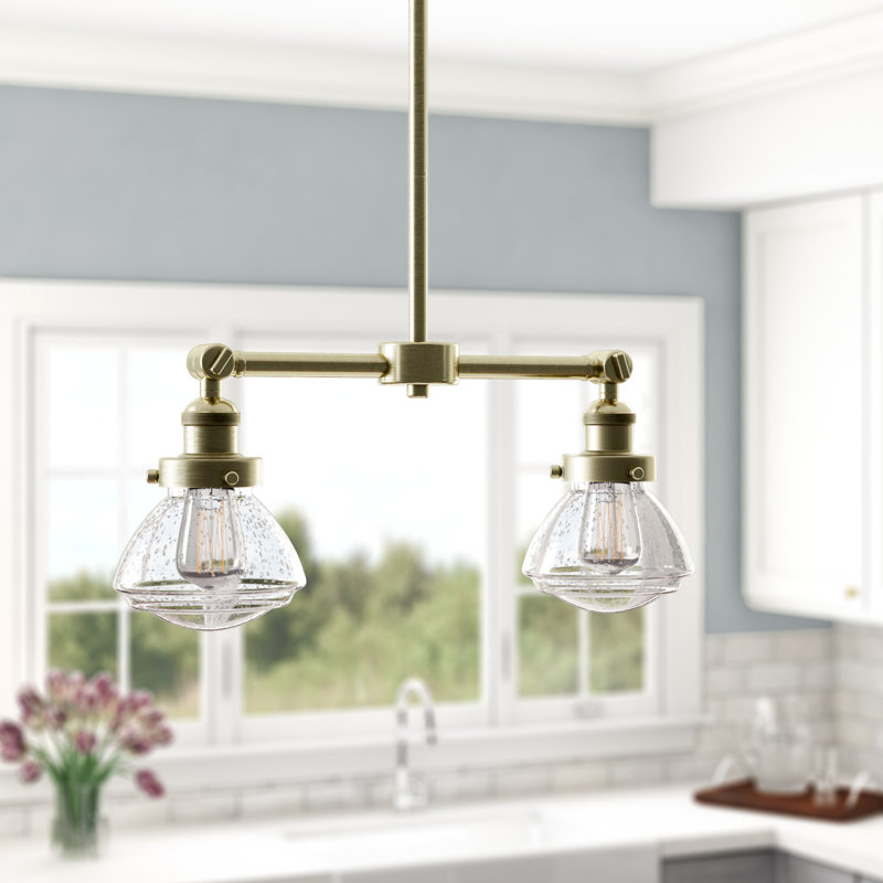 Bungay 2 - Light Kitchen Island Pendant, Clear, Antique Brass