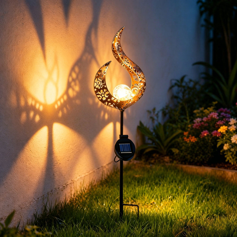 Outdoor Solar Garden Lights Waterproof Integrated LED Pathway Lights Moon Stake Light for Yard Decor