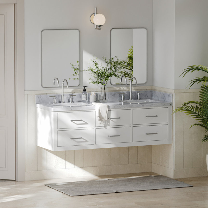 73'' W Double Vanity, Gray, Brushed Nickel, 61"