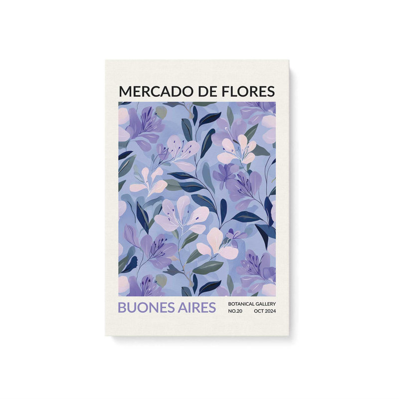 Impression sur toile, "Marché aux fleurs", Blanc opaque, Toile tendue, H 12 po x l 8 po