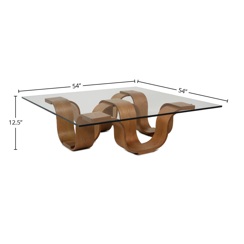 Square Cocktail Table, 12" H x 54" L x 54" W, Medium Brown