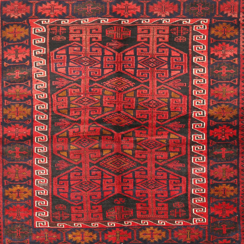 Tapis rouge à motif sud-ouest, Rond 6 pi