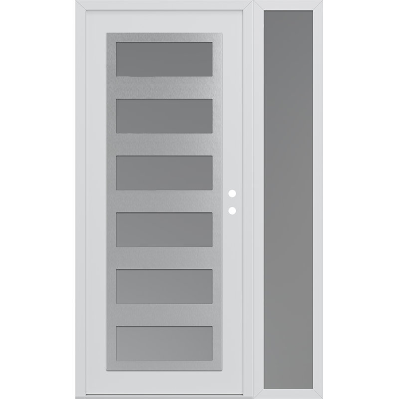 C9 à gauche 50 po X 80 po Panneau de porte en verre givré blanc et blanc à panneau avec porte d'entrée avant en verre givré Sidelite