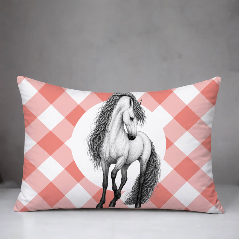 Coussin réversible Horse, 25 x 18, Peach