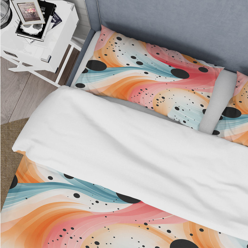Nomadic Whirls Polka Dots Pattern Duvet Cover, Twin Duvet Cover + 1 Standard Sham