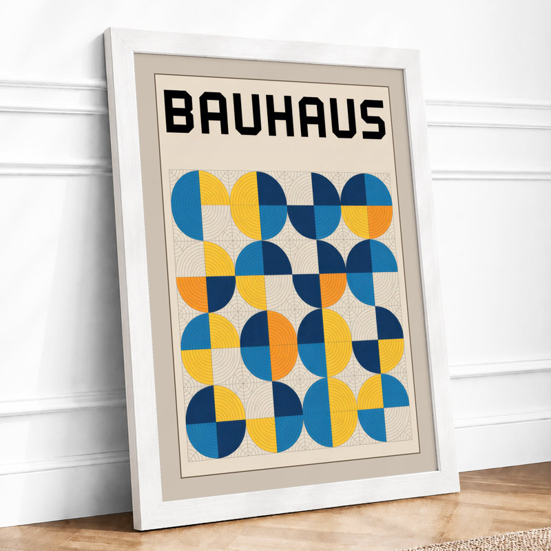 Bauhaus Study Geometric - Framed Print, A3 - 42.0 x 29.7 cm, White