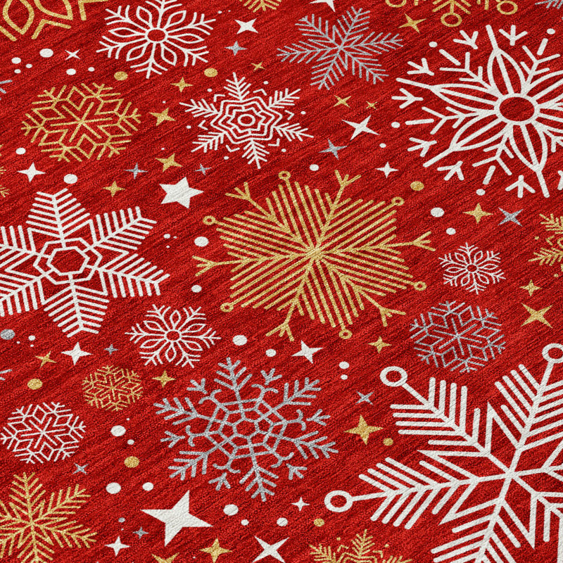 Addison Red 5' x 7'6" Synthetic Washable Indoor/Outdoor Rug