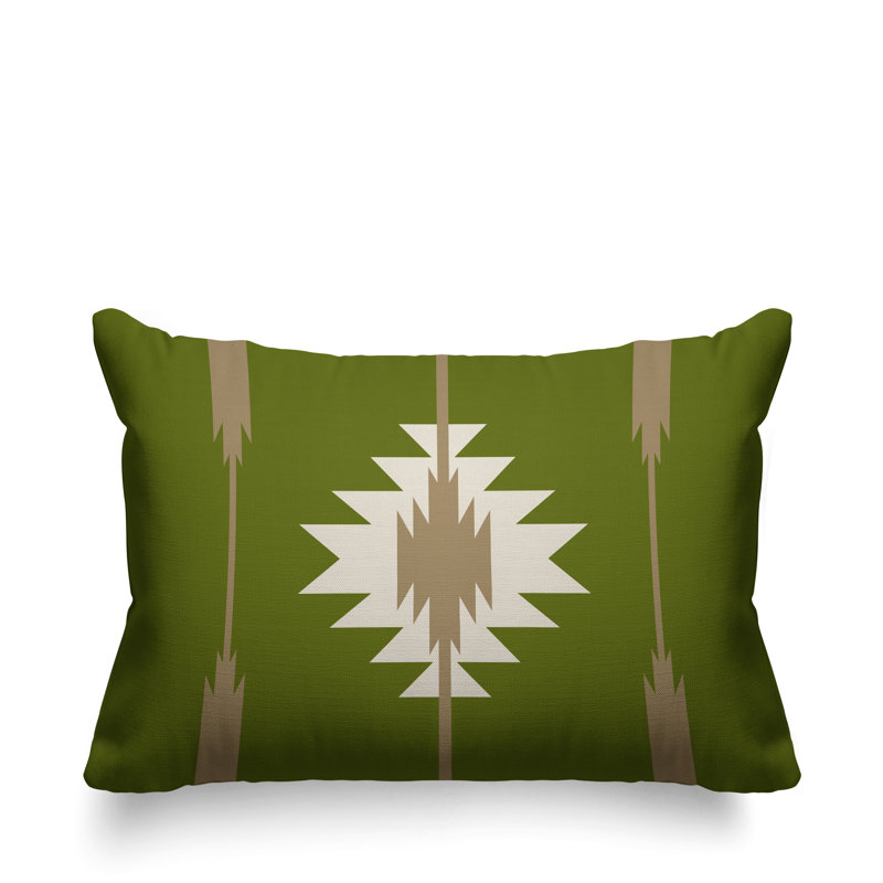 Coussin décoratif intérieur / extérieur Jolon Southwestern, 14 po x 20 po, Chartreuse, Rectangulaire