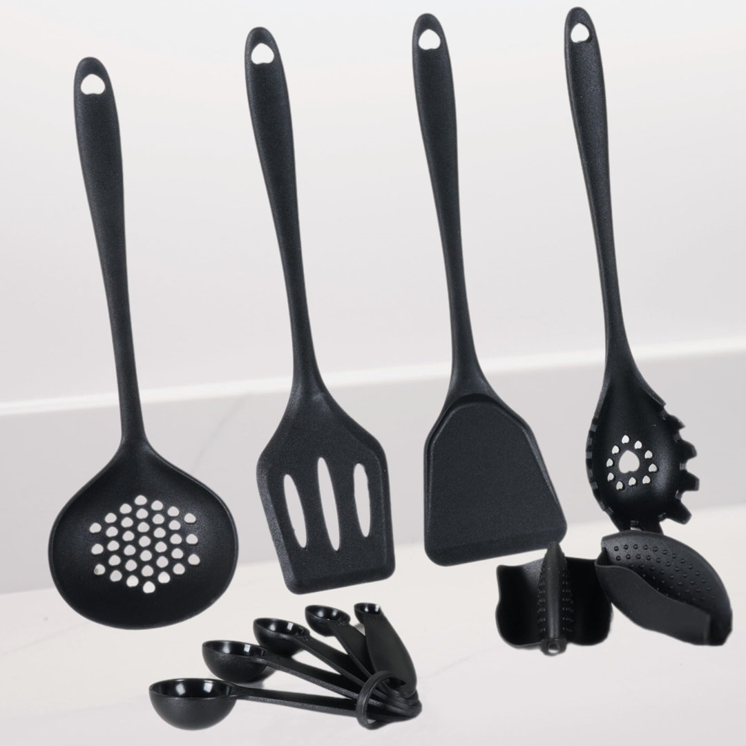 25-Piece Kitchen Utensil And Knife Block Set Black